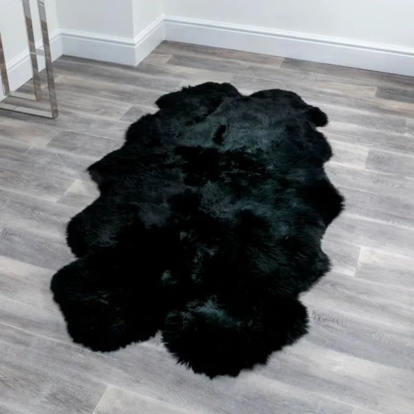 Midnight Black Quad Sheepskin Rug