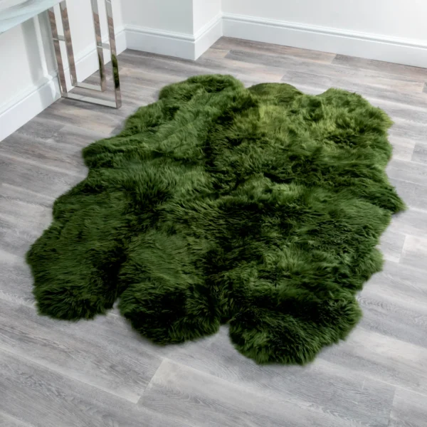 Green 6 Pelt Sheepskin Rug