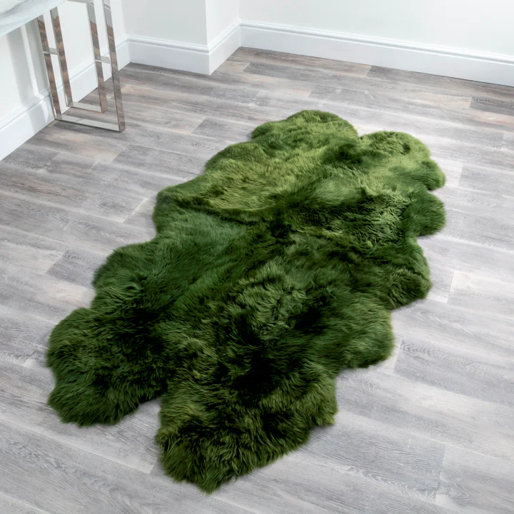 Luxurious Green Sheepskin Rug from Simply Sheepskin add comfort and style to any room.