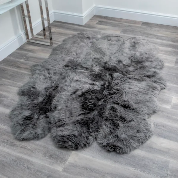 Battleship Grey 6 Pelt Sheepskin Rug