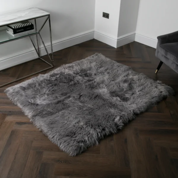 Battleship Grey Large Sheepskin Rug