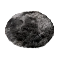 Battleship Grey Round Sheepskin Rug