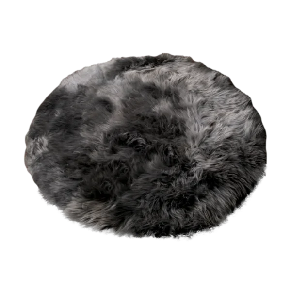 Battleship Grey Round Sheepskin Rug