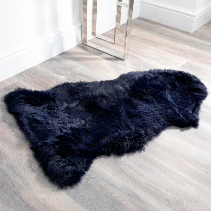 Luxurious Navy Sheepskin Rug from Simply Sheepskin add comfort and style to any room.