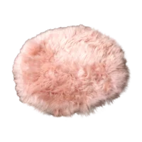 Pastel Pink Sheepskin Rug in Round Shape