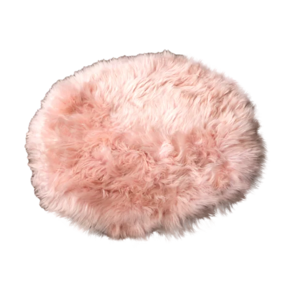 Pastel Pink Sheepskin Rug in Round Shape