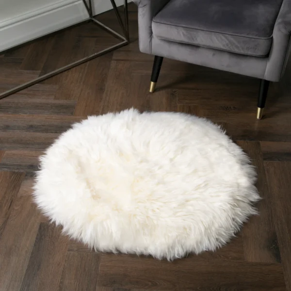 Luxurious White Round Sheepskin Rug from Simply Sheepskin add comfort and style to any room