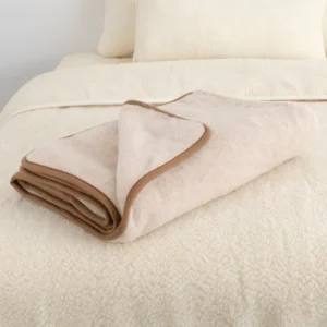 Beige Merino Wool Blanket Medium