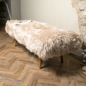 Luxurious Beige Sheepskin Bench from Simply Sheepskin add comfort and style to any room.