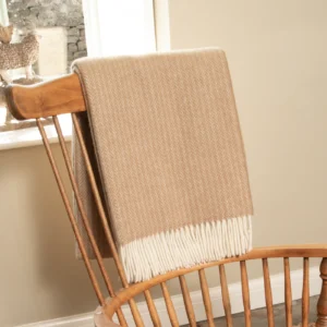 Beige Wool Blanket Cable Pattern