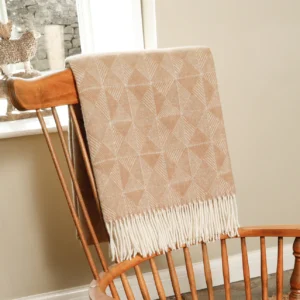 Beige Wool Blanket Diamond Pattern