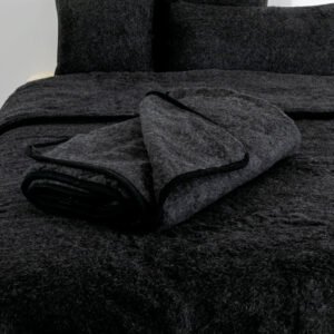 Black Merino Wool Blanket Medium