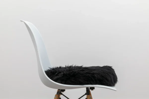 Midnight Black Round Sheepskin Cushioned Seat Pad - Image 2