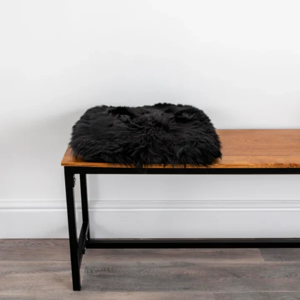 Black Square Sheepskin Seat Pad