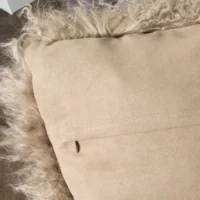 Brown Curly Square Sheepskin Cushion