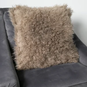 Luxurious Brown Curly Square Sheepskin Cushion