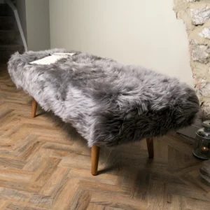 Luxurious Grey Sheepskin Bench from Simply Sheepskin add comfort and style to any room.