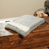 Wool Blanket Diamond Pattern in grey colur