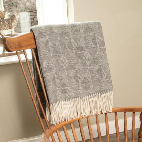 Grey Wool Blanket Diamond Pattern