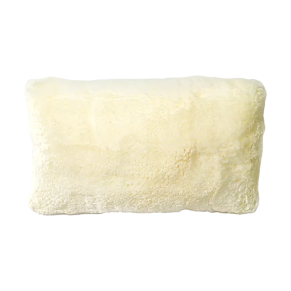 Ivory Rectangular Shorn Sheepskin Cushion - Image 2