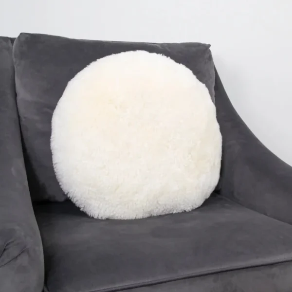 Ivory Round Shorn Sheepskin Cushion