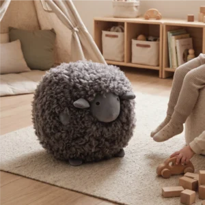 Battleship Grey Lamby Childrens Sheepskin Stool