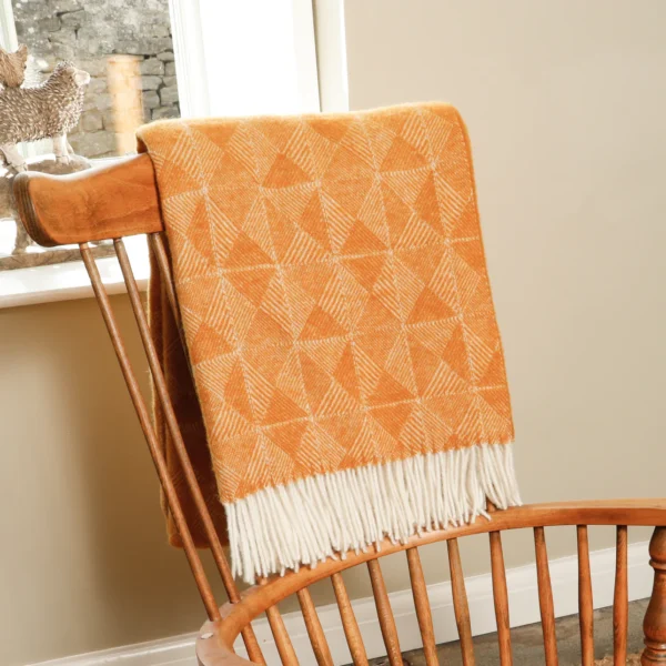 Mustard Wool Blanket Diamond Pattern