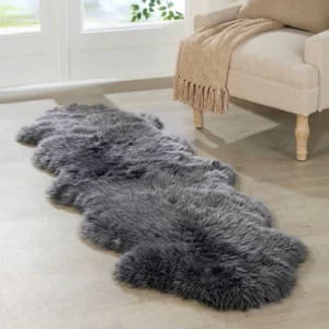 Battleship Grey Double Sheepskin Rug
