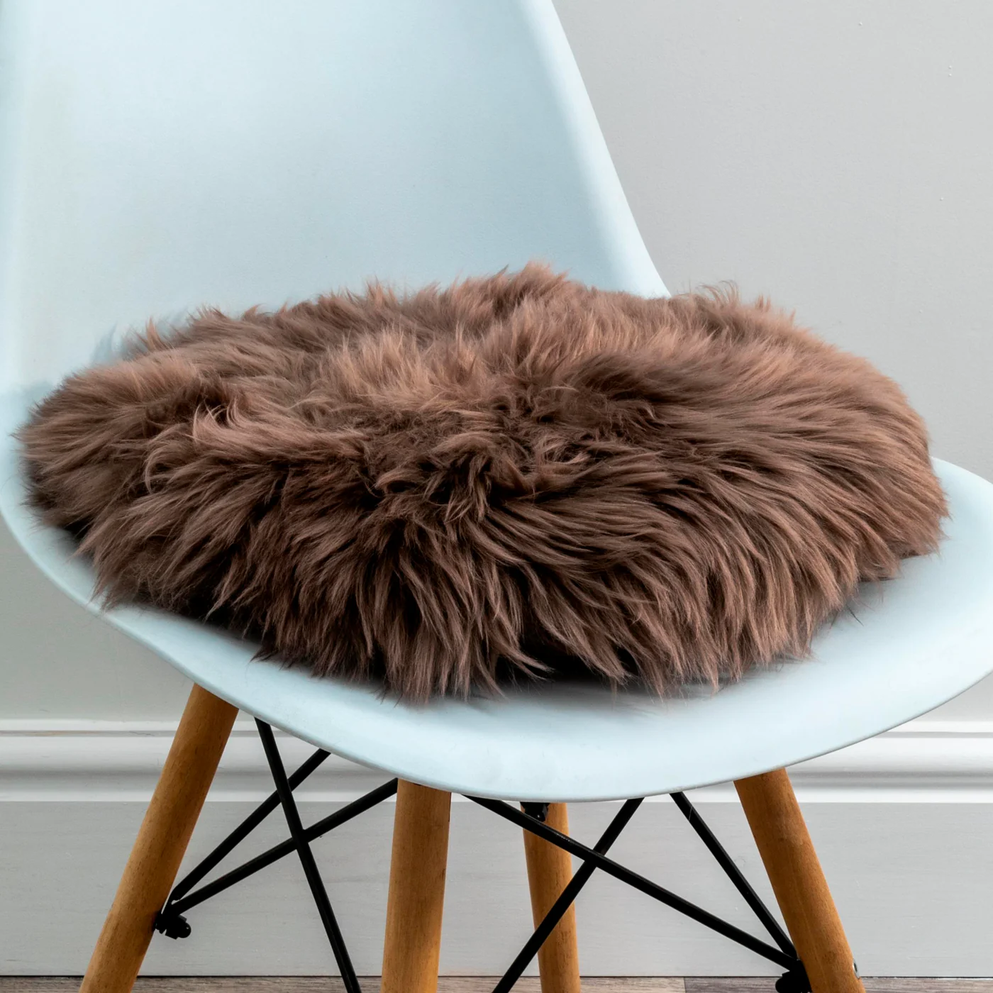 Luxurious Taupe Sheepskin Seat Pads from Simply Sheepskin add comfort and style to any room