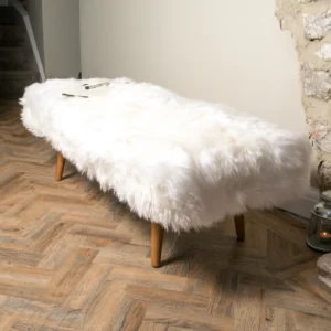 Luxurious White Sheepskin Bench from Simply Sheepskin add comfort and style to any room.