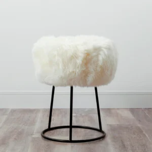 Luxurious White Sheepskin Metal Stool from Simply Sheepskin add comfort and style to any room.