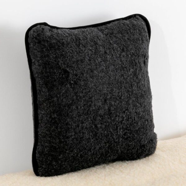 Black Square Merino Wool Pillow