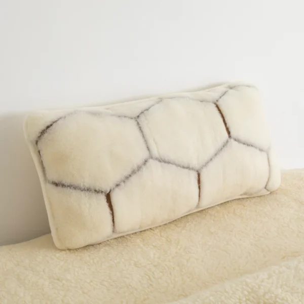 Natural Hex Rectangular Cashmere Wool Pillow