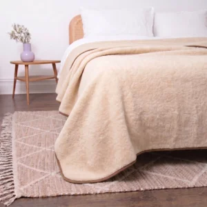 Beige Merino Wool Blanket