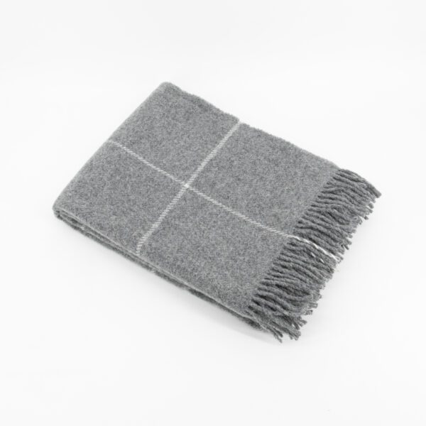 Grey Checkered Wool Blanket - Image 2