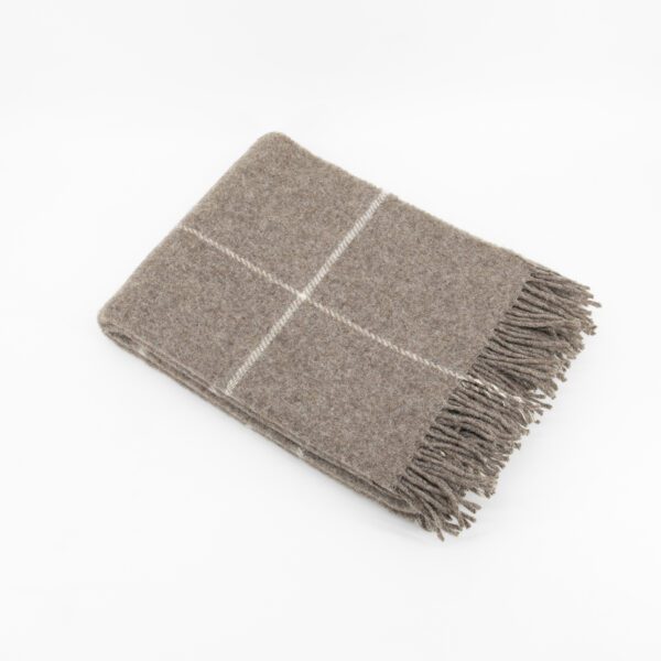 Brown Checkered Wool Blanket - Image 2