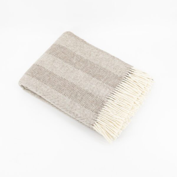 Light Brown Striped Wool Blanket - Image 2