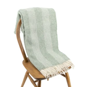 Smoke Green Striped Wool Blanket