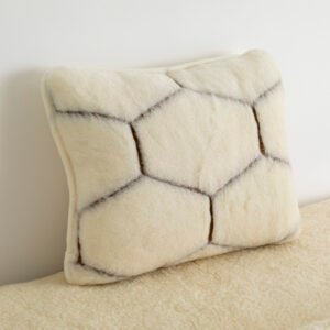 Cashmere Wool Pillow Natural Hex Pattern