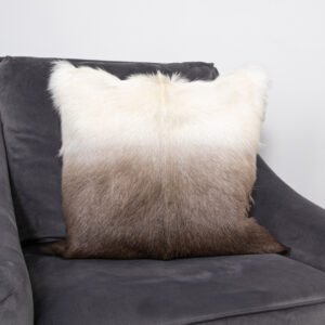 Ivory and Brown Goatskin Cushion