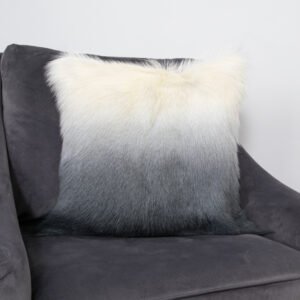 Ivory and Charcoal Goatskin Cushion