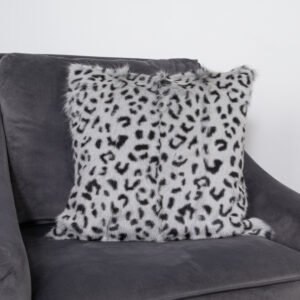 Grey Leopard Goatskin Print Cushion Large