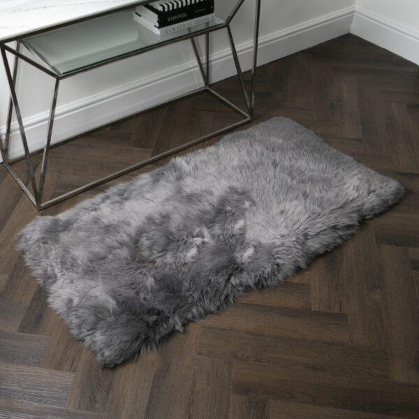 Grey Rectangle Sheepskin Rug 70x140cm