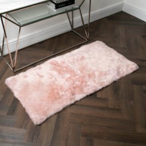 Pink Rectangle Sheepskin Rug 70x140cm