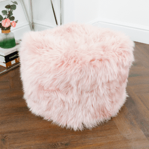 Pink Sheepskin Pouf