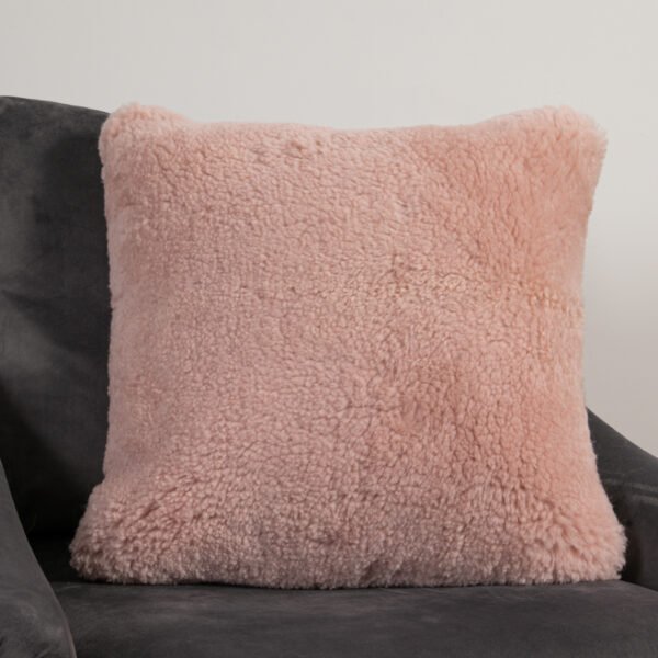 Pink Short Pile Sheepskin Cushion Large