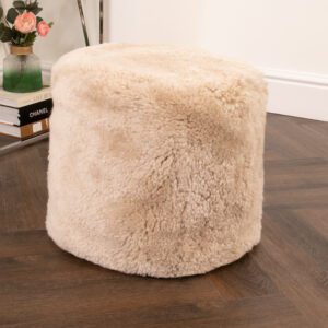 Cream Short Pile Sheepskin Pouf