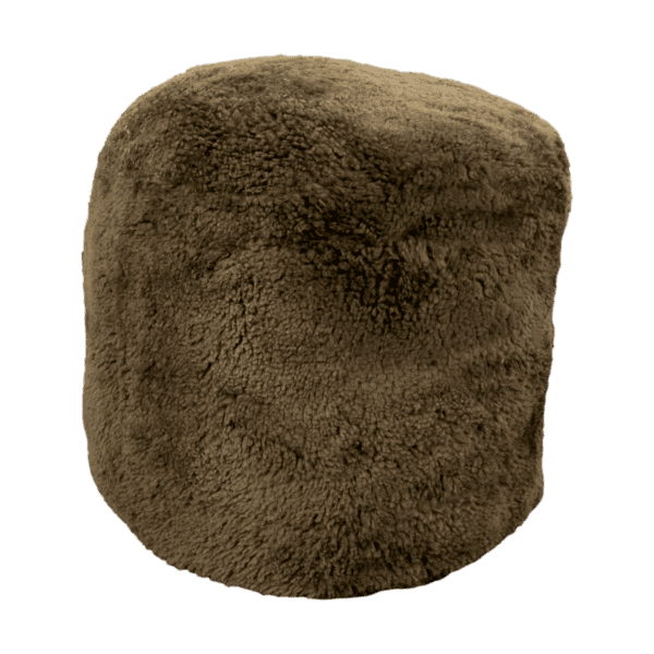 Khaki Green Short Pile Sheepskin Pouf - Image 2