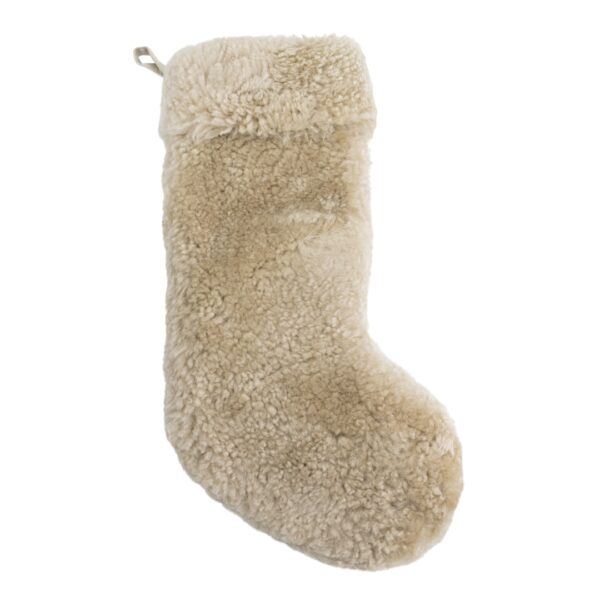 Beige Sheepskin Christmas Stocking