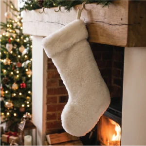 Natural White Sheepskin Christmas Stocking
